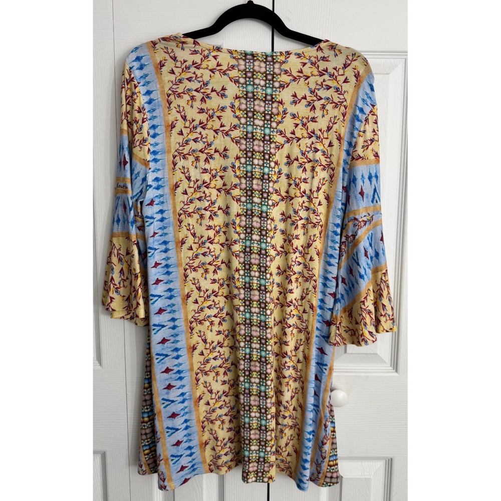 Soft Surroundings Fifi Embroidered Tunic Top Women's Medium Multi Bell‎ Sleeve - Picture 4 of 8